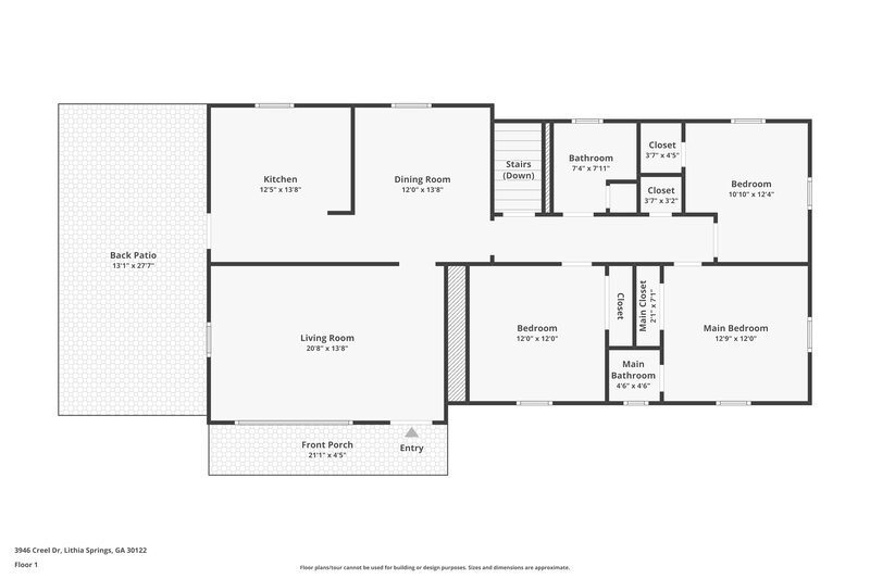 1,690/Mo, 3946 CREEL Drive Lithia Springs, GA 30122 Floor Plan View