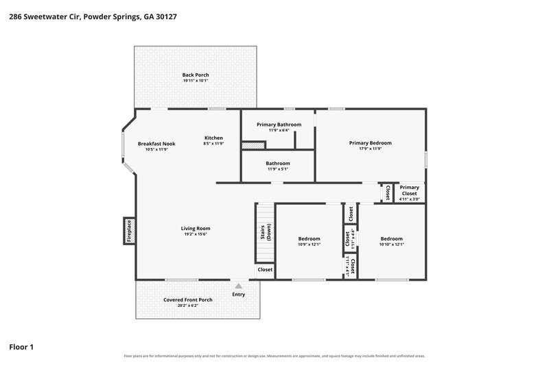 0/Mo, 286 Sweetwater Circle Powder Springs, GA 30127 Floor Plan View