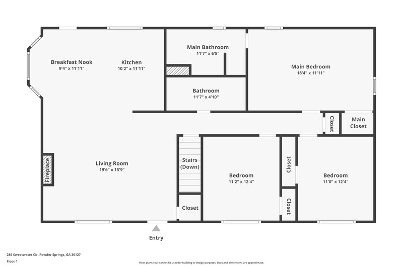 1,855/Mo, 286 Sweetwater Circle Powder Springs, GA 30127 Floor Plan View 2