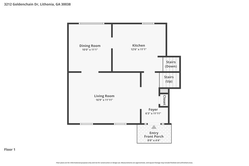 1,950/Mo, 3212 Goldenchain Drive Lithonia, GA 30038 Floor Plan View 2