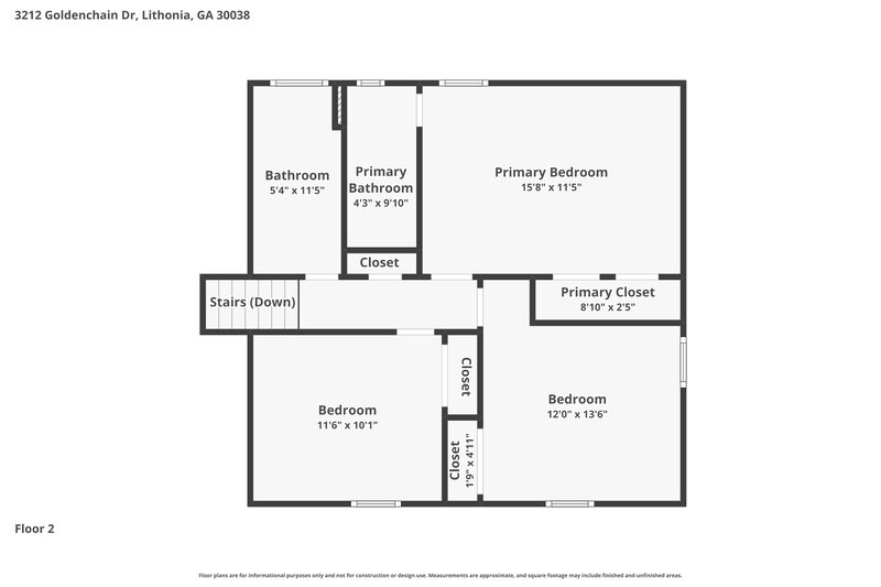 1,950/Mo, 3212 Goldenchain Drive Lithonia, GA 30038 Floor Plan View 3