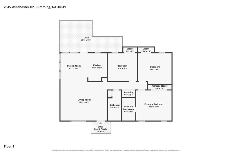 1,815/Mo, 2845 Winchester Drive Cumming, GA 30041 Floor Plan View