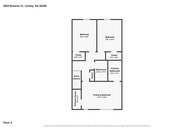 1,645/Mo, 4059 Browne Court Conley, GA 30288 Floor Plan View 2
