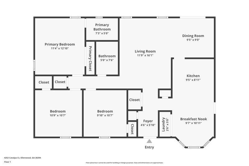 1,595/Mo, 4252 Catalpa Court Ellenwood, GA 30294 Floor Plan View