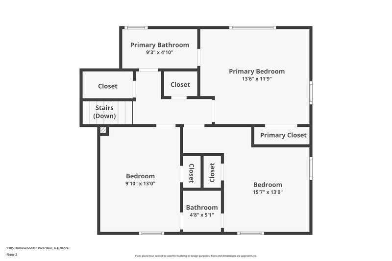 1,705/Mo, 9105 Homewood Drive Riverdale, GA 30274 Floorplan View 2