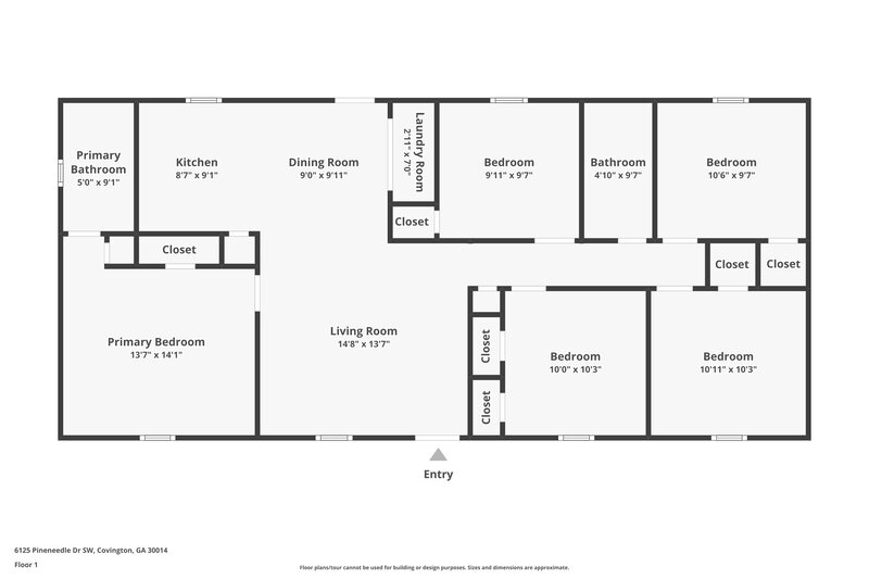 1,650/Mo, 6125 Pineneedle Drive Covington, GA 30014 Floor Plan View