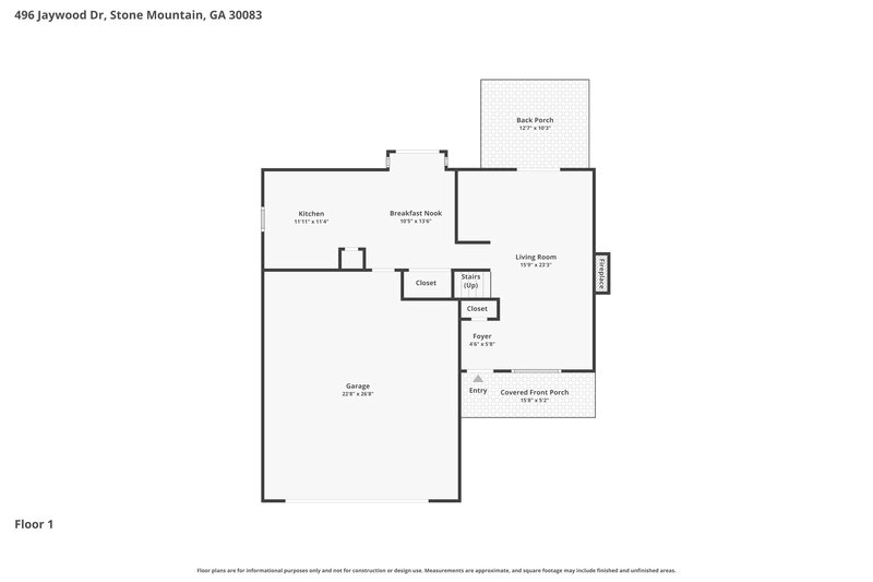 1,860/Mo, 496 Jaywood Drive Stone Mountain, GA 30083 Floor Plan View