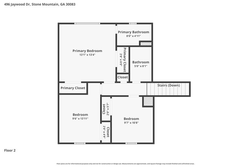 1,860/Mo, 496 Jaywood Drive Stone Mountain, GA 30083 Floor Plan View 2