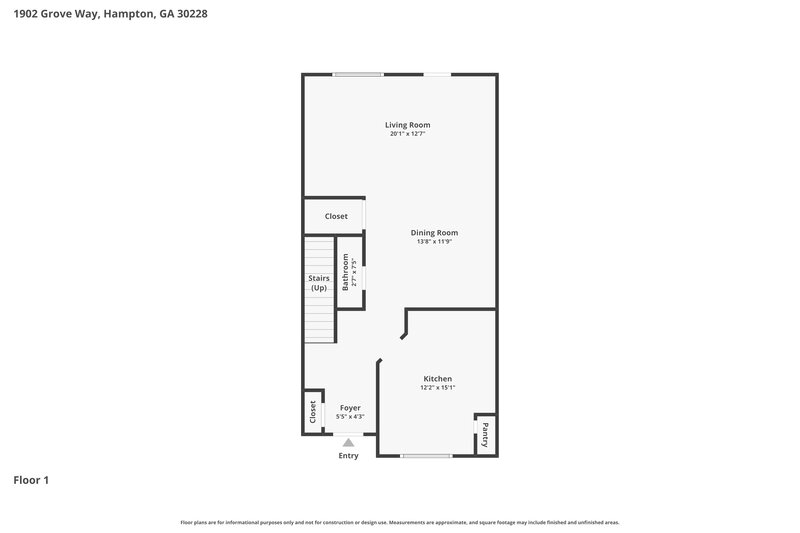 1,570/Mo, 1902 Grove Way Hampton, GA 30228 Floor Plan View
