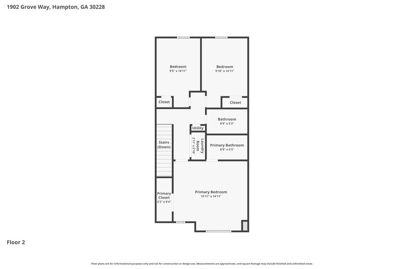 1,570/Mo, 1902 Grove Way Hampton, GA 30228 Floor Plan View 2