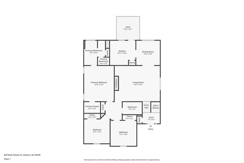 1,855/Mo, 839 Rock Shoals Ct College Park, GA 30349 Floor Plan View 2
