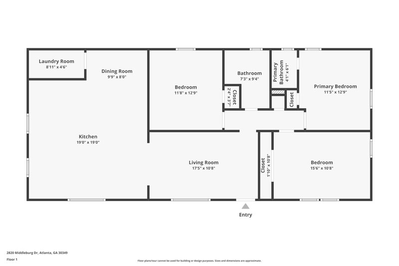 1,595/Mo, 2820 Middleburgh Drive College Park, GA 30349 Floor Plan View