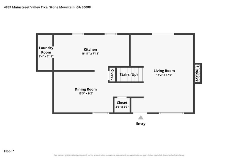 1,540/Mo, 4839 Mainstreet Valley Trace Stone Mountain, GA 30088 Floor Plan View