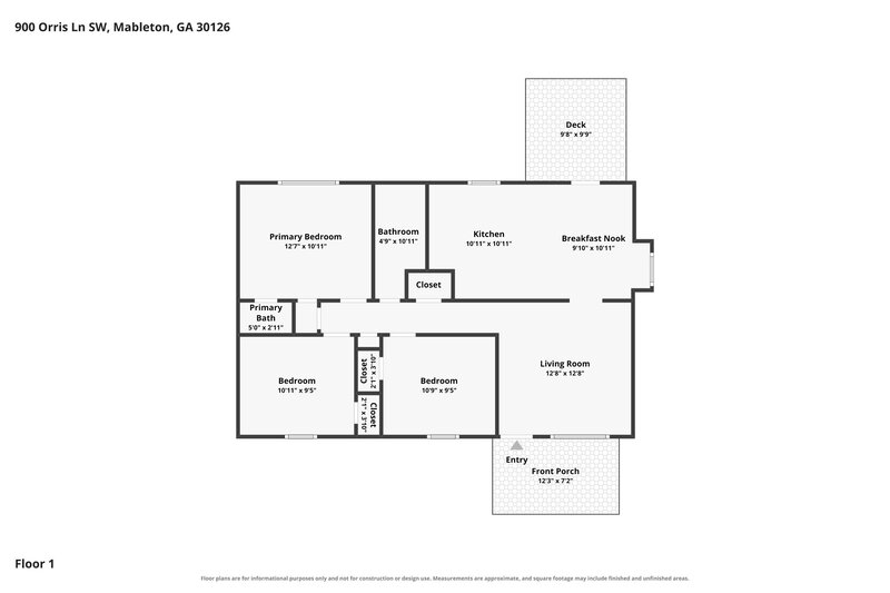 1,430/Mo, 900 Orris Lane Mableton, GA 30126 Floor Plan View