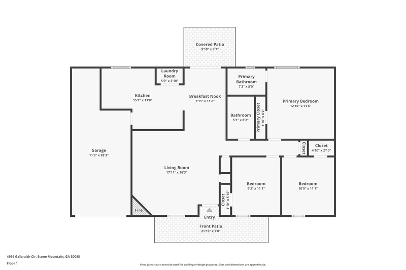 1,690/Mo, 4964 Galbraith Circle Stone Mountain, GA 30088 Floor Plan View