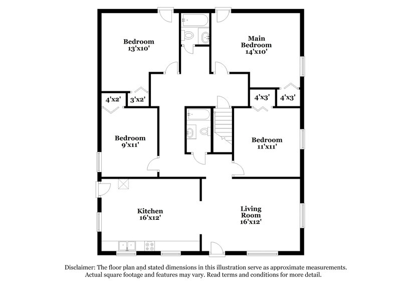 1,910/Mo, 1135 Clark Street Clarkston, GA 30021 Floorplan View 2