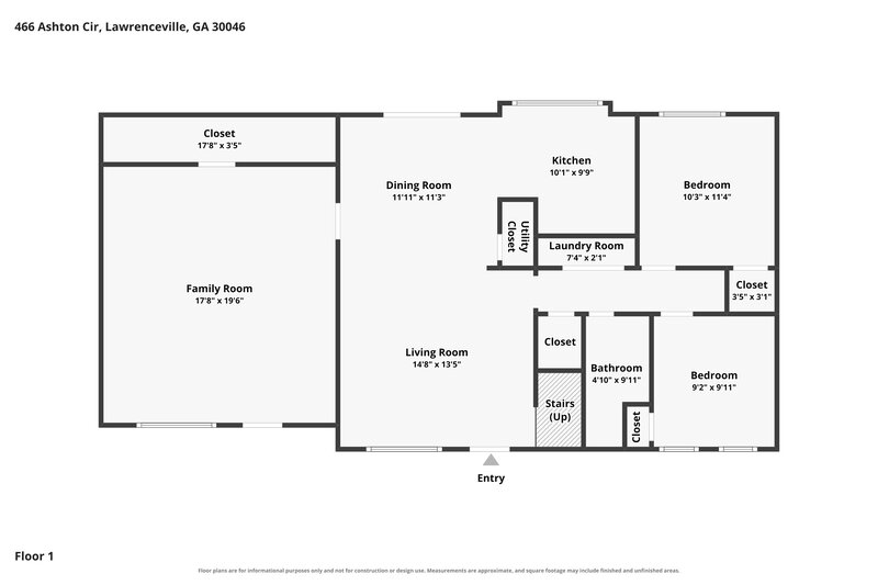 2,180/Mo, 466 Ashton Cir Lawrenceville, GA 30046 Floor Plan View