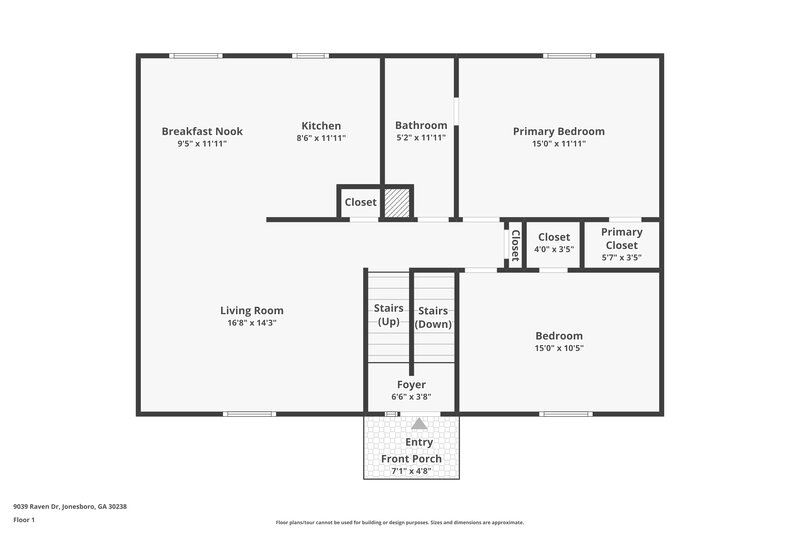 1,780/Mo, 9039 Raven Drive Jonesboro, GA 30238 Floorplan View