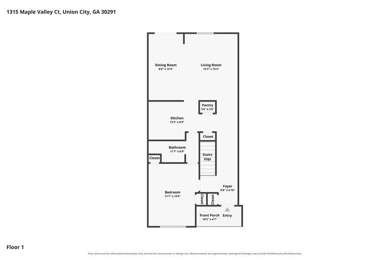 1,785/Mo, 1315 Maple Valley Court Union City, GA 30291 Floorplan View
