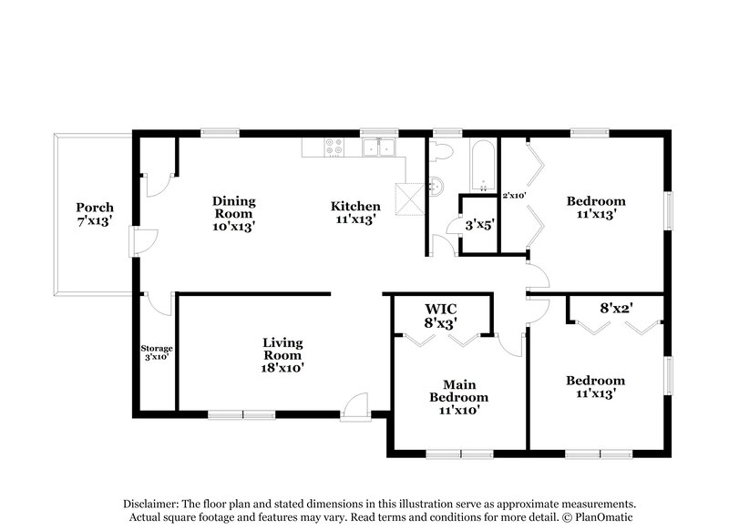 1,740/Mo, 3276 Elm St College Park, GA 30337 Floorplan View