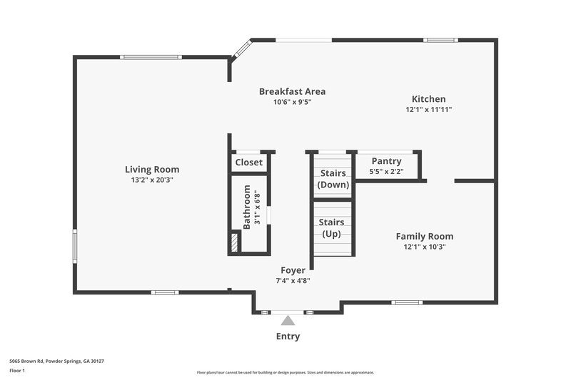 1,875/Mo, 5065 Brown Road Powder Springs, GA 30127 Floor Plan View