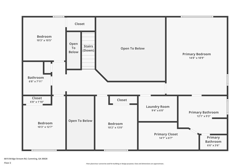 2,290/Mo, 6615 Bridge Stream Road Cumming, GA 30028 Floorplan View 2