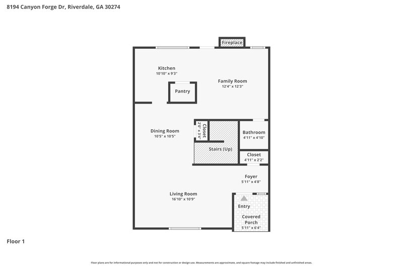 1,625/Mo, 8194 Canyon Forge Drive Riverdale, GA 30274 Floorplan View
