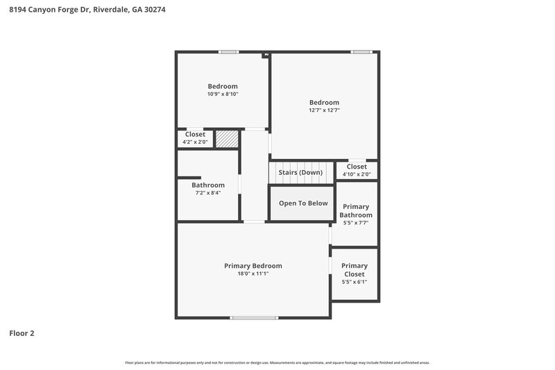 1,625/Mo, 8194 Canyon Forge Drive Riverdale, GA 30274 Floorplan View 2