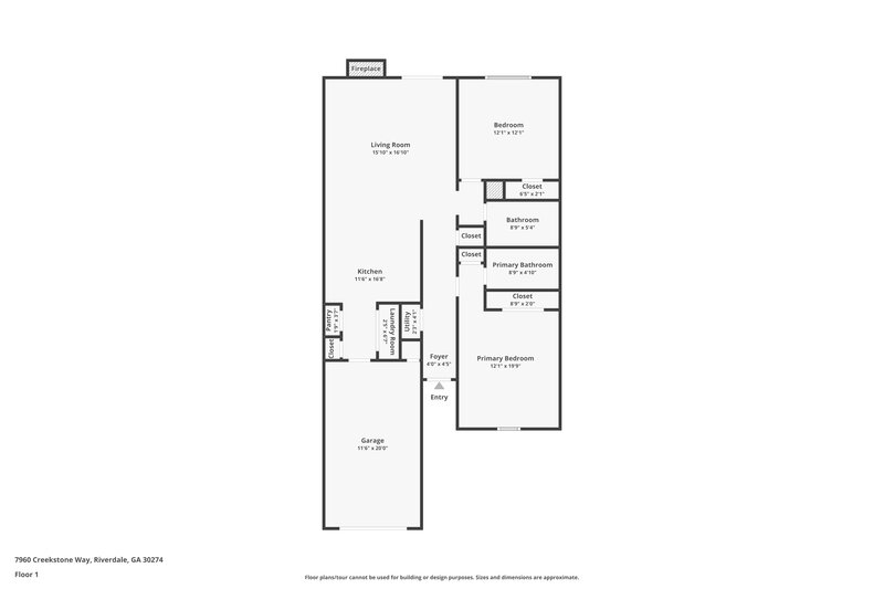 1,545/Mo, 7960 Creekstone Way Riverdale, GA 30274 Floor Plan View