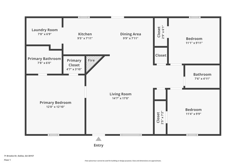 1,355/Mo, 71 Brooke Dr Dallas, GA 30157 Floor Plan View