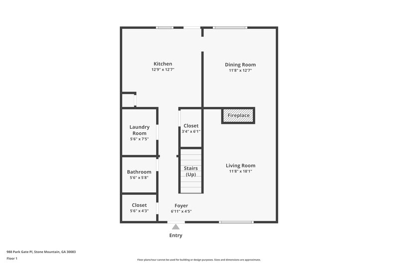 1,615/Mo, 988 Park Gate Pl Stone Mountain, GA 30083 Floor Plan View