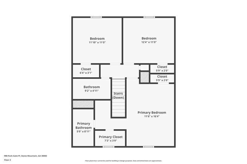 1,615/Mo, 988 Park Gate Pl Stone Mountain, GA 30083 Floor Plan View 2