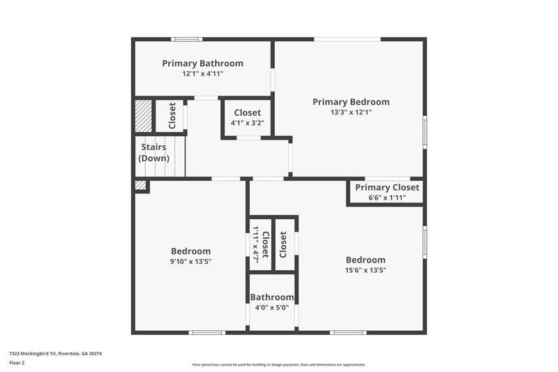 1,745/Mo, 7323 Mockingbird Trl Riverdale, GA 30274 Floor Plan View 2