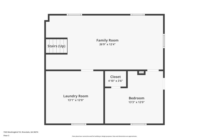 1,745/Mo, 7323 Mockingbird Trl Riverdale, GA 30274 Floor Plan View 3