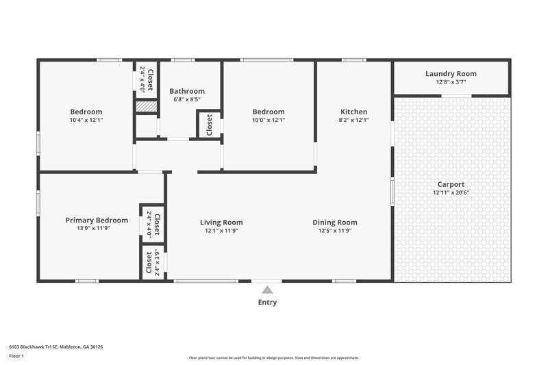 1,495/Mo, 6103 Blackhawk Trl SE Mableton, GA 30126 Floor Plan View