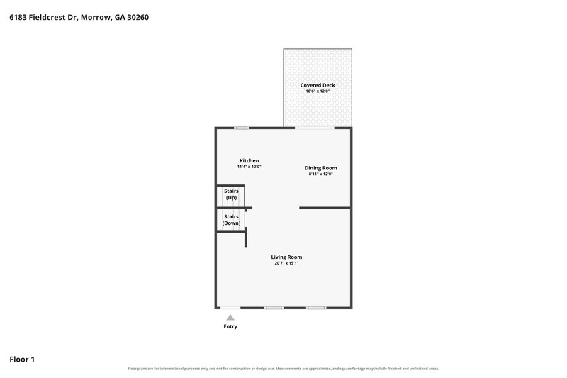 1,780/Mo, 6183 Fieldcrest Dr Morrow, GA 30260 Floor Plan View
