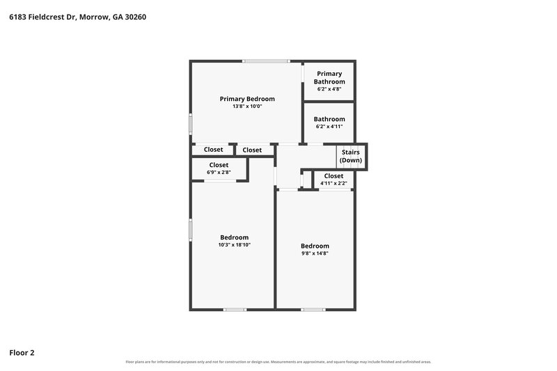 1,780/Mo, 6183 Fieldcrest Dr Morrow, GA 30260 Floor Plan View 2