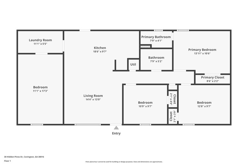 1,485/Mo, 30 Hidden Pines Dr Covington, GA 30016 Floorplan View
