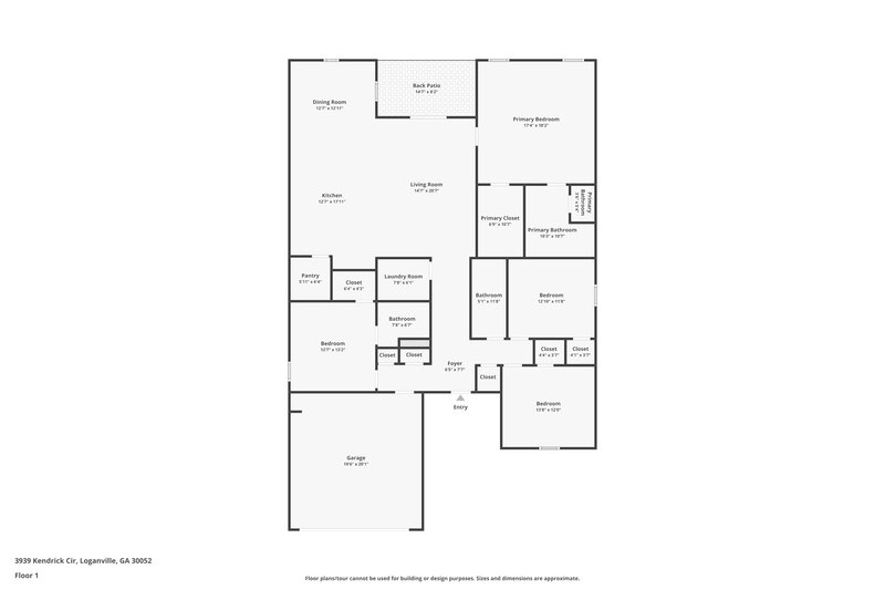 2,220/Mo, 3939 Kendrick Circle Loganville, GA 30052 Floor Plan View