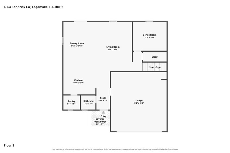 2,255/Mo, 4064 Kendrick Circle Loganville, GA 30052 Floorplan View