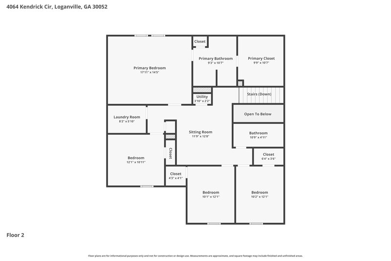 2,470/Mo, 4064 Kendrick Circle Loganville, GA 30052 Floorplan View 2