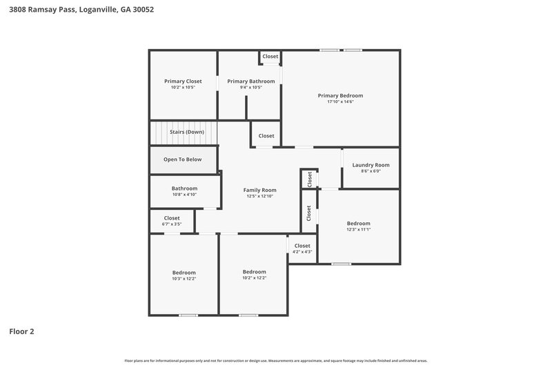 2,470/Mo, 3808 Ramsay Pass Loganville, GA 30052 Floor Plan View 2