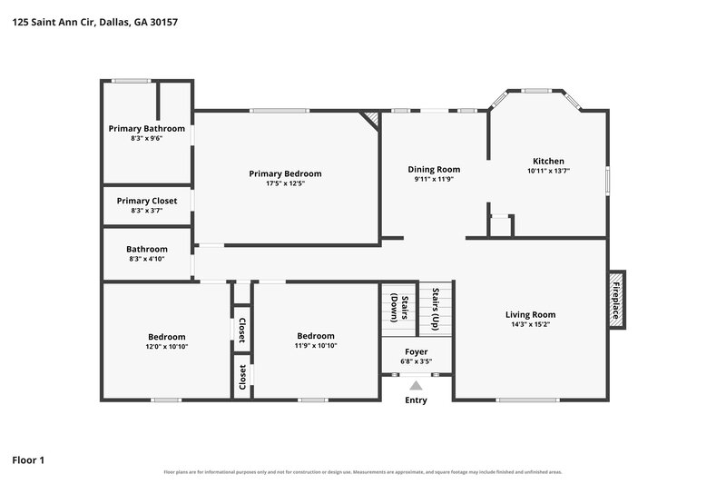 1,885/Mo, 125 St Ann Circle Dallas, GA 30157 Floor Plan View 2