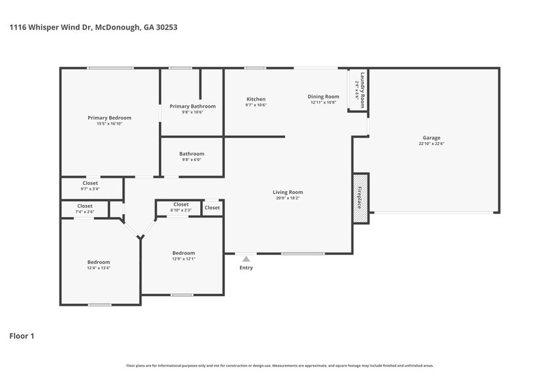 1,915/Mo, 1116 Whisper Wind Dr McDonough, GA 30253 Floor Plan View
