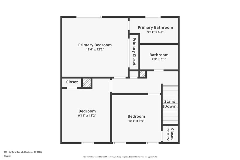 1,750/Mo, 895 Highland Ter NE Marietta, GA 30066 Floor Plan View