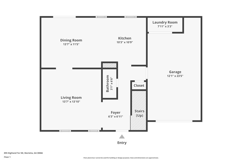 1,750/Mo, 895 Highland Ter NE Marietta, GA 30066 Floor Plan View 2