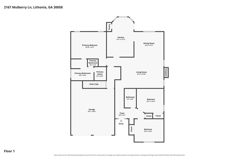 2,175/Mo, 2167 Mulberry Ln Lithonia, GA 30058 Floor Plan View