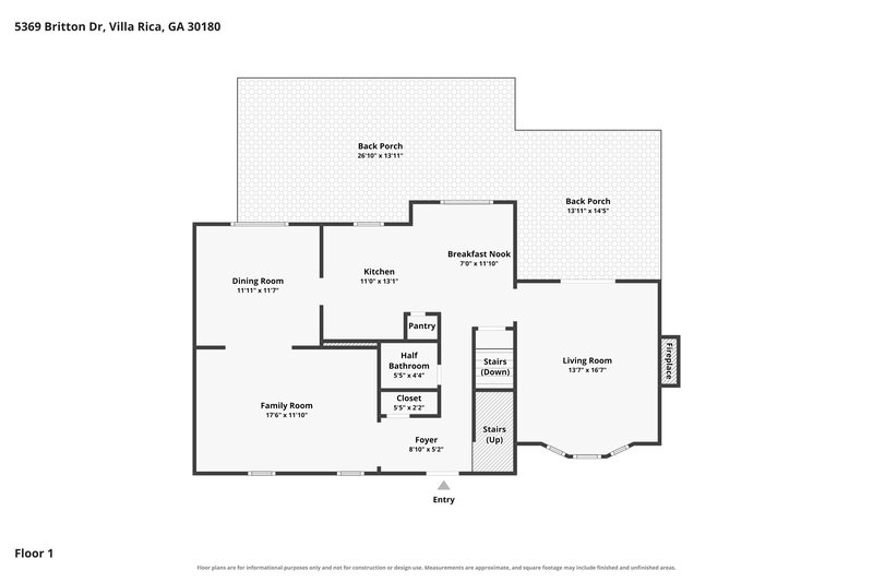 1,900/Mo, 5369 Britton Dr Villa Rica, GA 30180 Floor Plan View