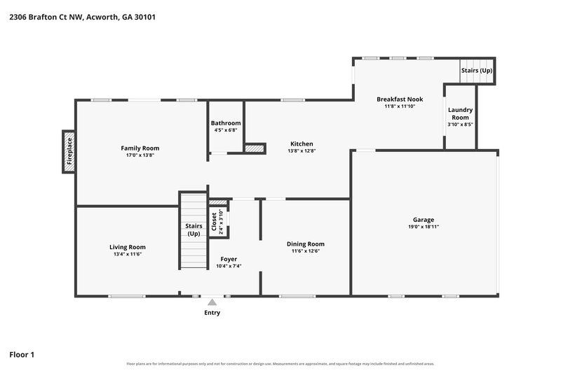 2,280/Mo, 2306 Brafton Ct NW Acworth, GA 30101 Floor Plan View 2