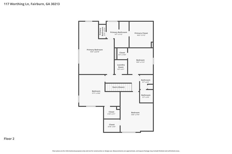 2,650/Mo, 117 Worthing Ln Fairburn, GA 30213 Floor Plan View 2